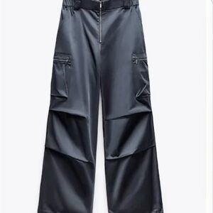 Zara Satin Cargo Pants